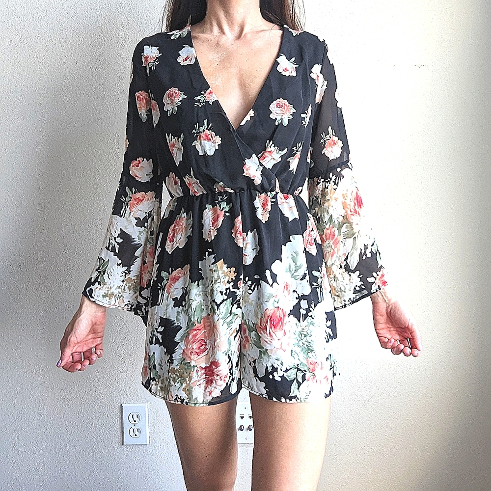 Black Floral Romper